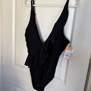 Cupshe Black Ruffled One Piece Swimsuit